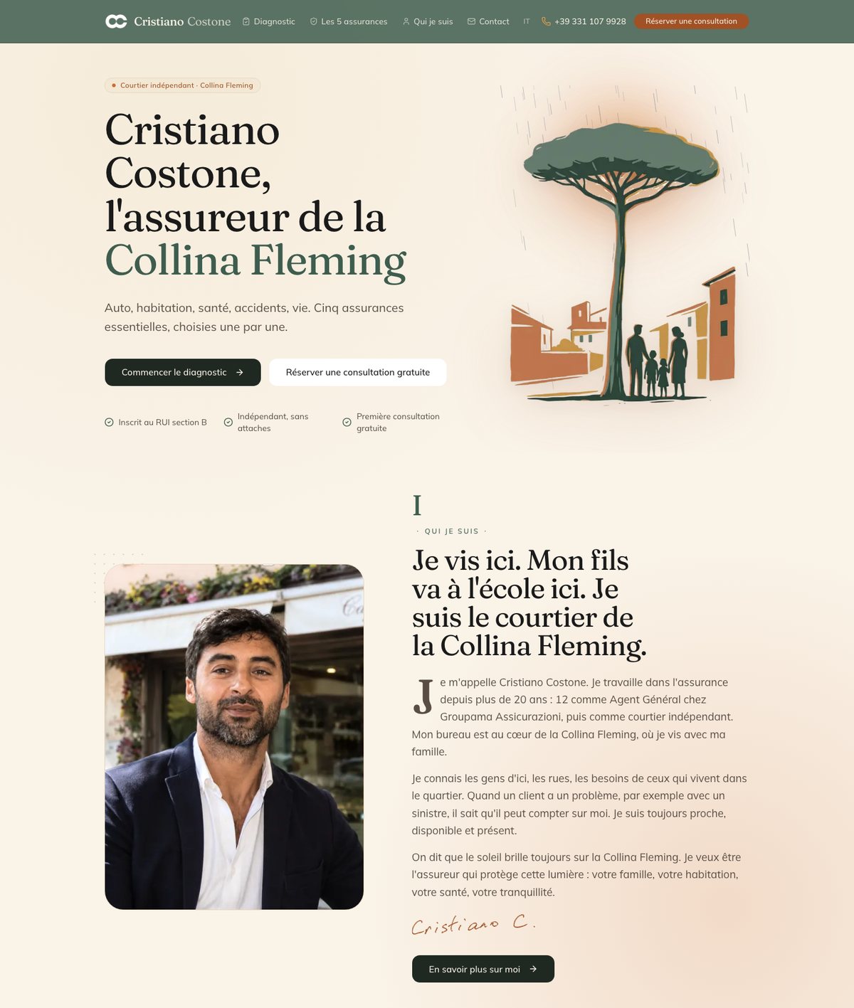 Site de Cristiano Costone, courtier en assurances à Rome